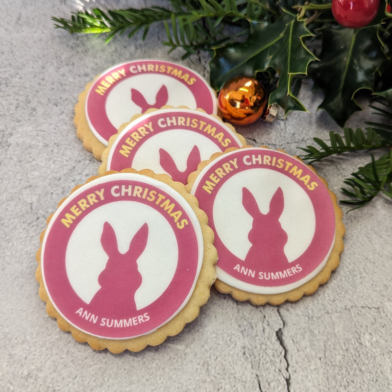 BRanded merry Christmas biscuits on rice paper