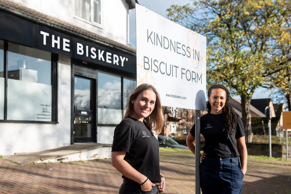 Co-founders Lisa and Saskia outside of The Biskery