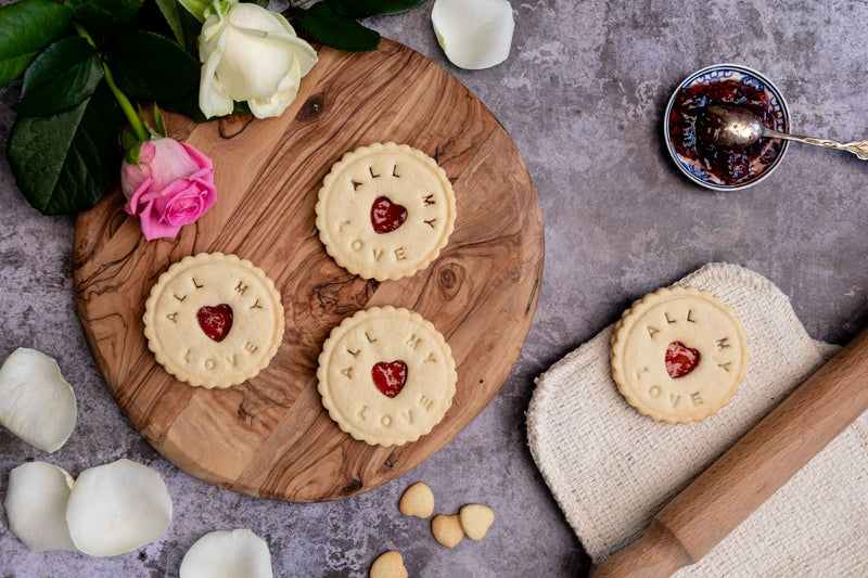 All my love jam biscuits on a board