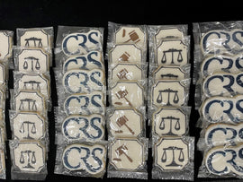 Individually wrapped hand iced biscuits made by The Biskery for Charles Russel Speechley