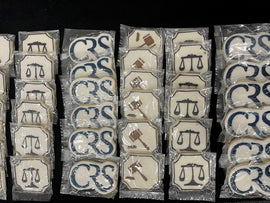 Individually wrapped hand iced biscuits made by The Biskery for Charles Russel Speechley