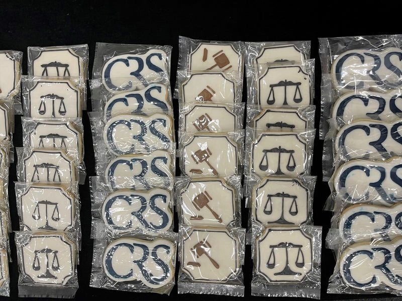 Individually wrapped hand iced biscuits made by The Biskery for Charles Russel Speechley