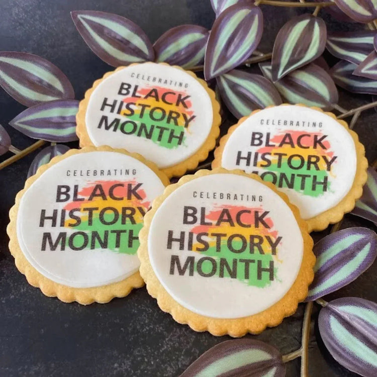 Printed biscuits that says Black History Month