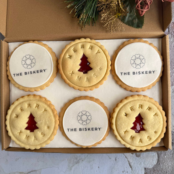 Corporate Christmas biscuit box branded letterbox-friendly