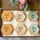 Box of six Hexagon-shaped iced biscuits decorated with colourful "Thank You" messages