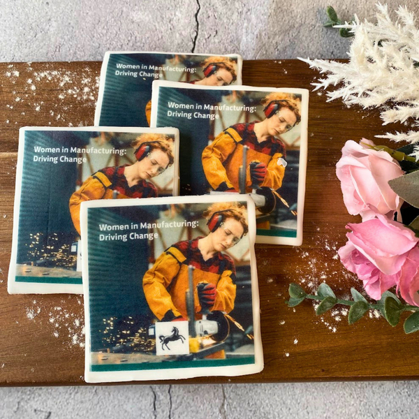 A selection of rectangular biscuits iced with bespoke artwork delivered by our clients. Great for events, giveaways, marketing, PR.