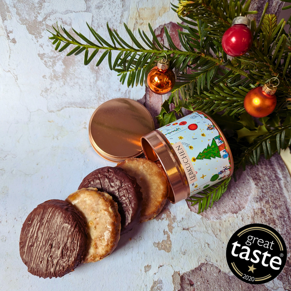 Lebkuchen cookies, a traditional Christmas treat.