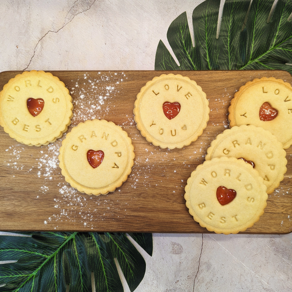 Grandparents Appreciation Biscuit Gift Box with heart-shaped jam biscuits, perfect for a thoughtful gift to show your grandparents how much you care.