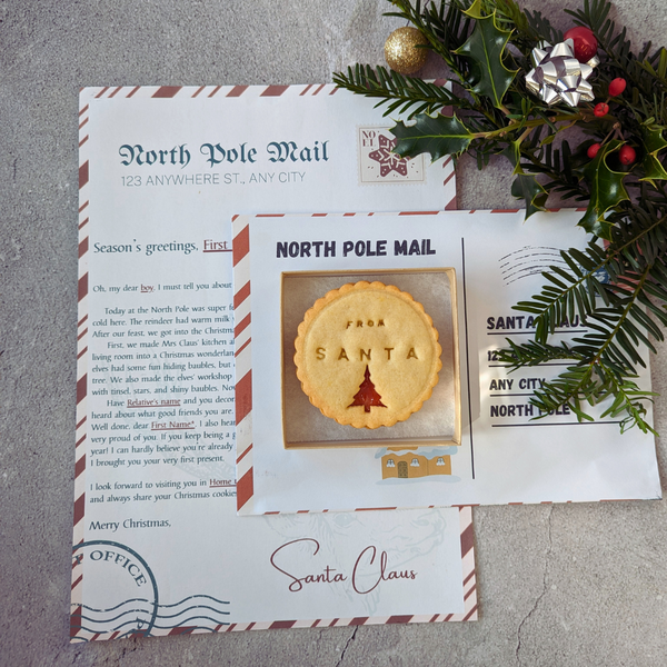 Personalised letter from Santa with a delicious biscuit and a festive envelope