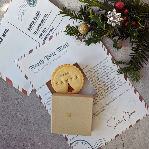 Personalised Letter from Santa with a festive cookie in a The Biskery box