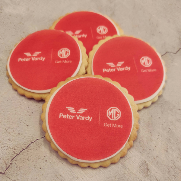 Biscuits from the Biskery with Peter Vardy logo