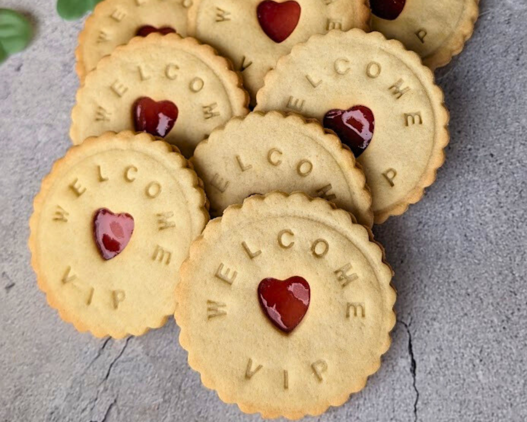 8 Welcome VIP impressed jam biscuits