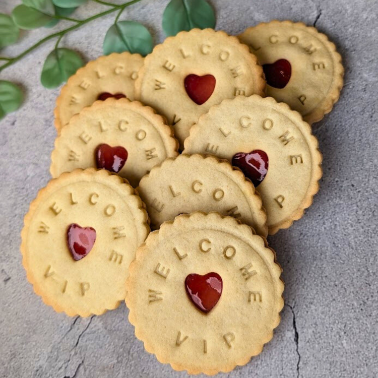 8 Welcome VIP impressed jam biscuits