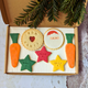 There are different Christmas biscuits in the gift box 