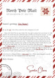 Personalized letter from Santa Claus, with a red ribbon and a candy cane.