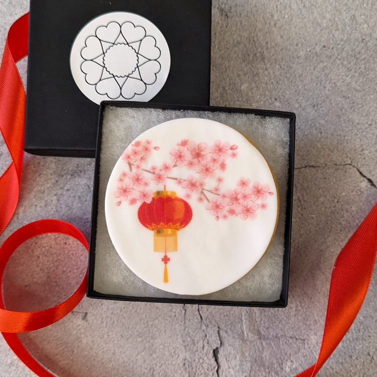 Chine lantern Branded Fondant Biscuits in Small Box - The Biskery