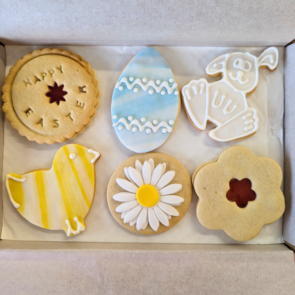 Assorted Easter-themed Biscuits in the box
