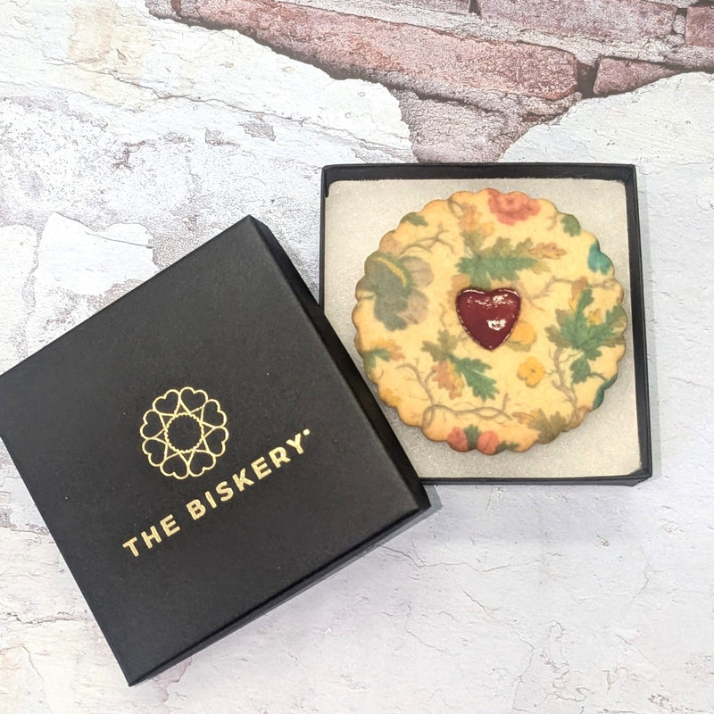 Pattern Printed Jam Biscuits in a small box - The Biskery