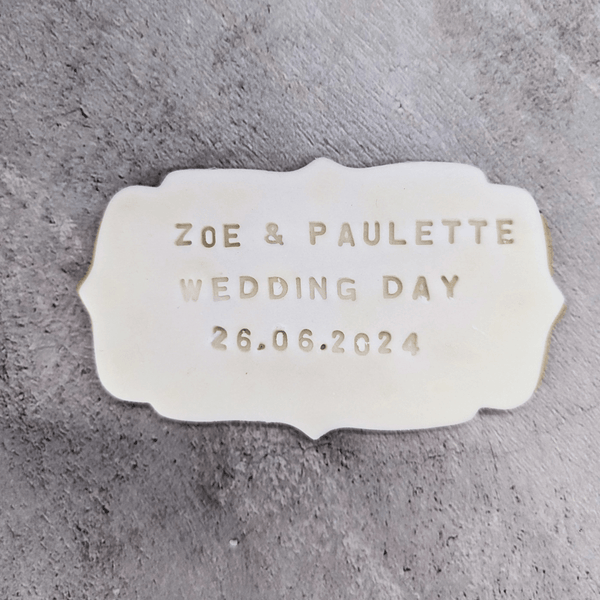 Personalised Iced Plaque Wedding biscuits - The Biskery