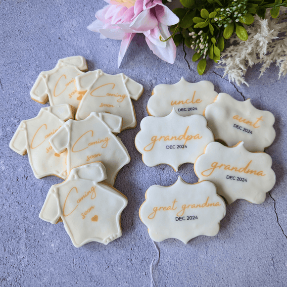 Pregnancy Announcement Iced Biscuits - The Biskery