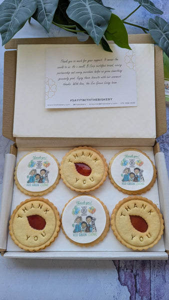 Box of branded and personalised biscuits to celebrate B Crop status with customers