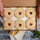 Letterbox-friendly birthday jam biscuits box